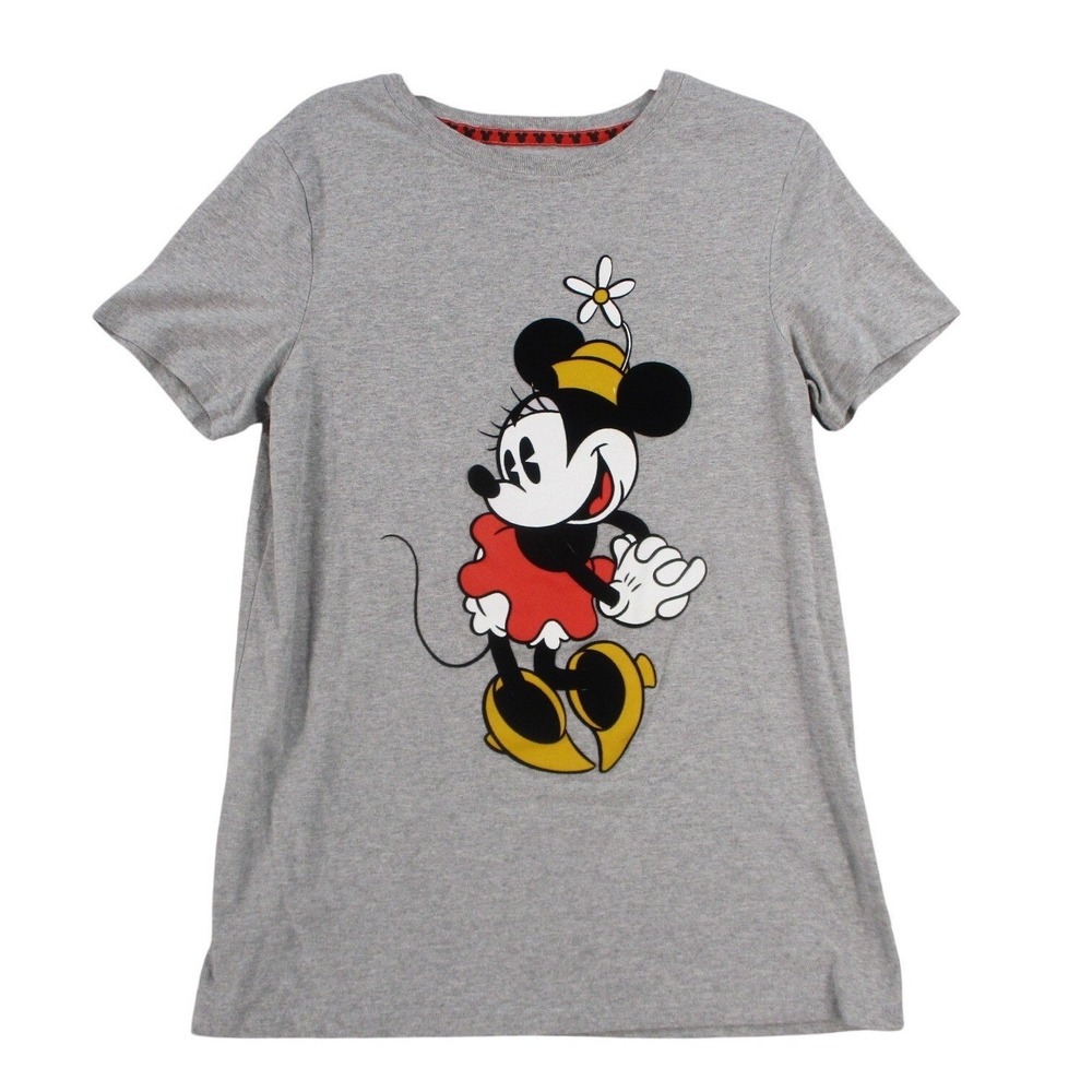 Disney Minnie Mouse Graphic T-Shirt Gray Heather Short Sleeve Crew Neck‎ Womens